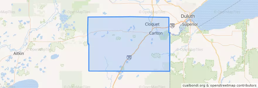Mapa de ubicacion de Carlton County.