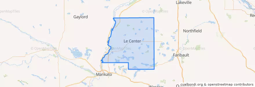 Mapa de ubicacion de Le Sueur County.
