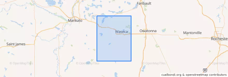 Mapa de ubicacion de Waseca County.