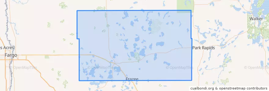 Mapa de ubicacion de Becker County.
