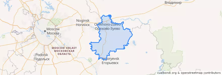 Mapa de ubicacion de Орехово-Зуевский городской округ.
