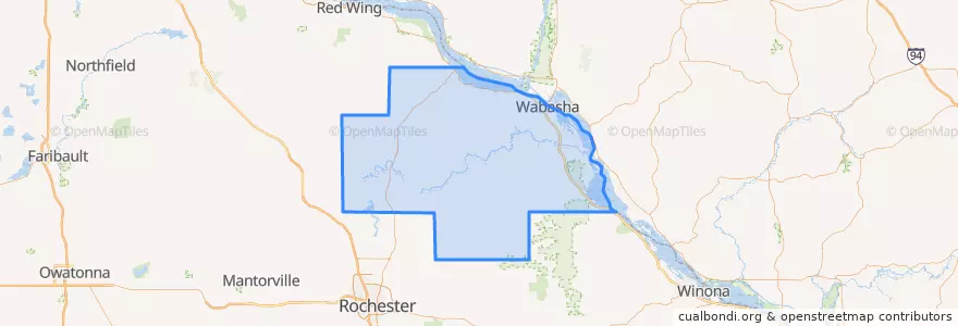 Mapa de ubicacion de Wabasha County.