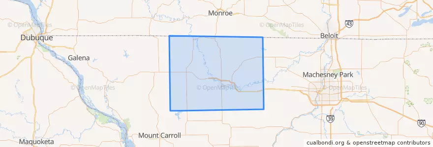 Mapa de ubicacion de Stephenson County.
