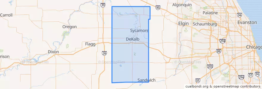 Mapa de ubicacion de DeKalb County.