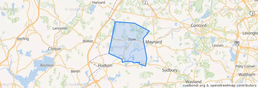 Mapa de ubicacion de Stow.