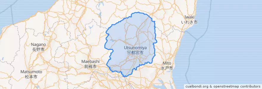 Mapa de ubicacion de 栃木県.