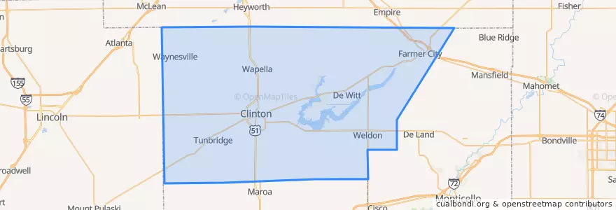 Mapa de ubicacion de DeWitt County.