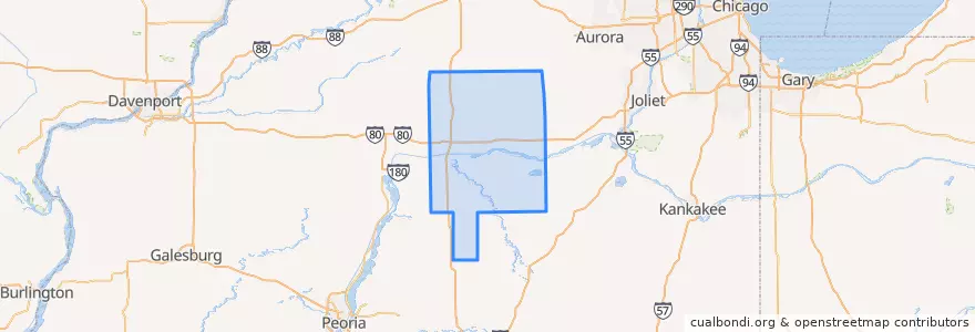 Mapa de ubicacion de LaSalle County.