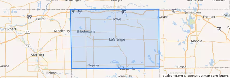 Mapa de ubicacion de LaGrange County.