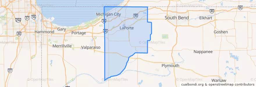 Mapa de ubicacion de LaPorte County.