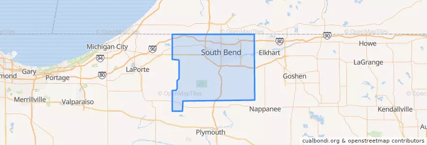 Mapa de ubicacion de Saint Joseph County.