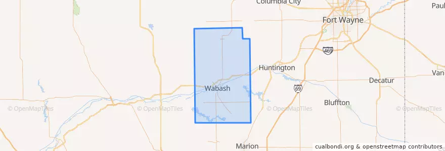 Mapa de ubicacion de Wabash County.