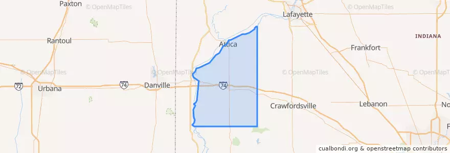 Mapa de ubicacion de Fountain County.