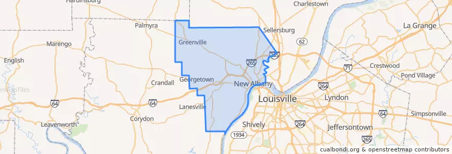 Mapa de ubicacion de Floyd County.