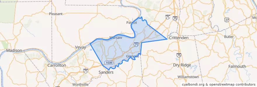 Mapa de ubicacion de Gallatin County.