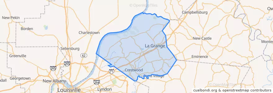 Mapa de ubicacion de Oldham County.