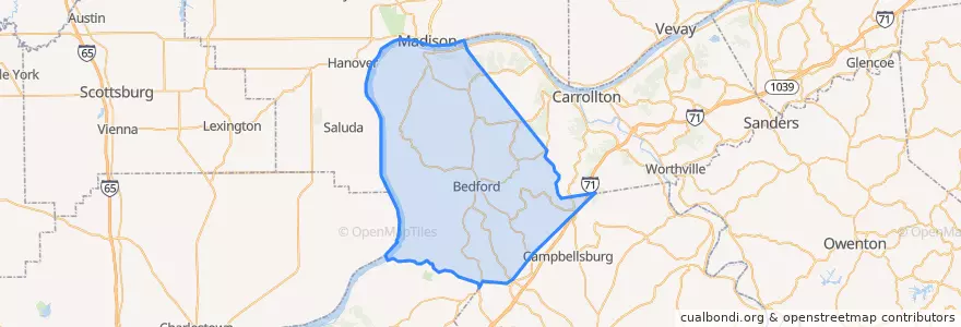 Mapa de ubicacion de Trimble County.
