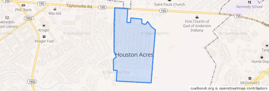 Mapa de ubicacion de Houston Acres.
