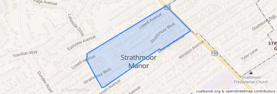 Mapa de ubicacion de Strathmoor Manor.