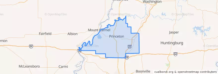Mapa de ubicacion de Gibson County.