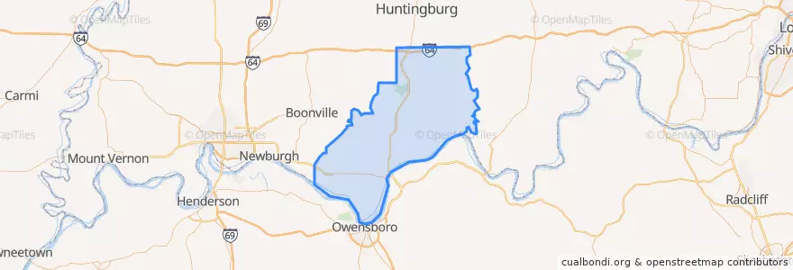 Mapa de ubicacion de Spencer County.