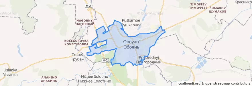 Mapa de ubicacion de городское поселение Обоянь.