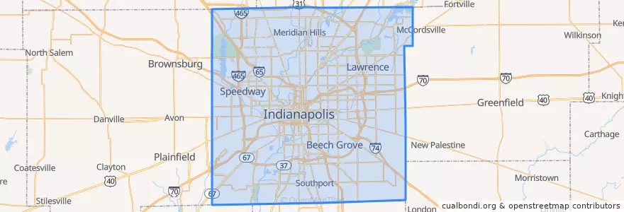 Mapa de ubicacion de Indianapolis.