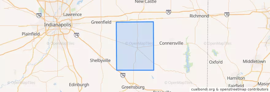 Mapa de ubicacion de Rush County.