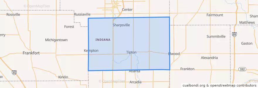 Mapa de ubicacion de Tipton County.
