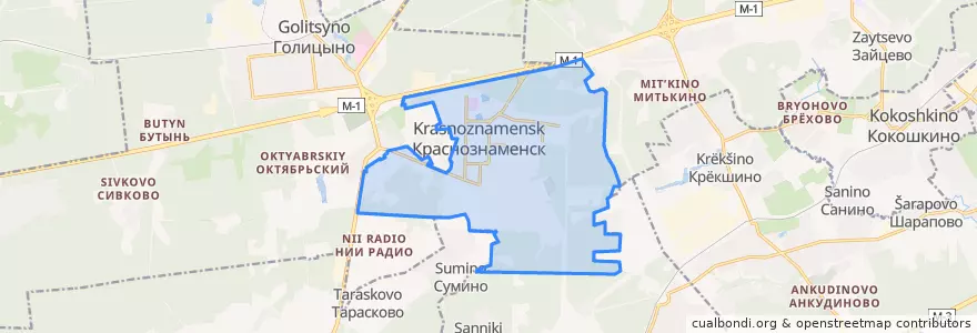 Mapa de ubicacion de городской округ Краснознаменск.