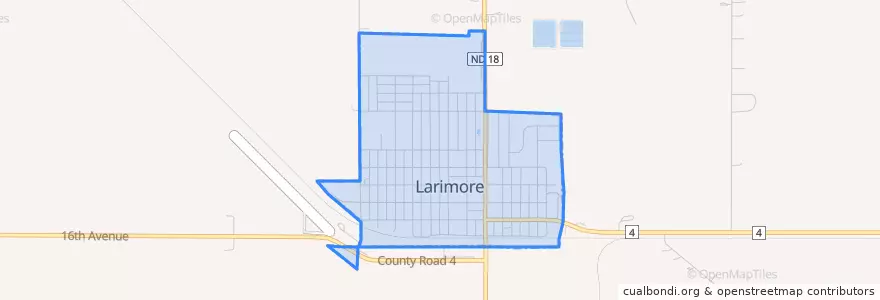 Mapa de ubicacion de Larimore.