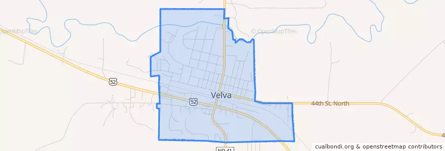 Mapa de ubicacion de Velva.