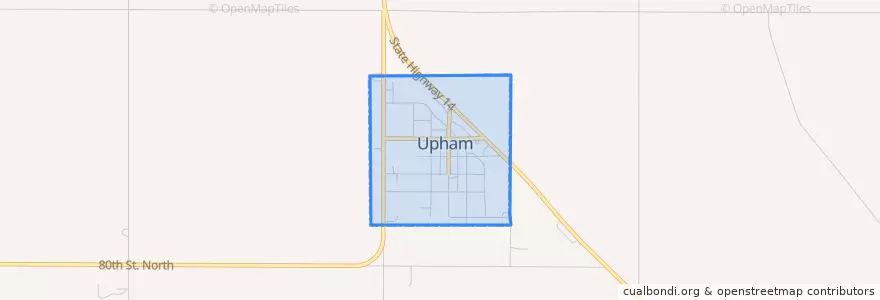 Mapa de ubicacion de Upham.