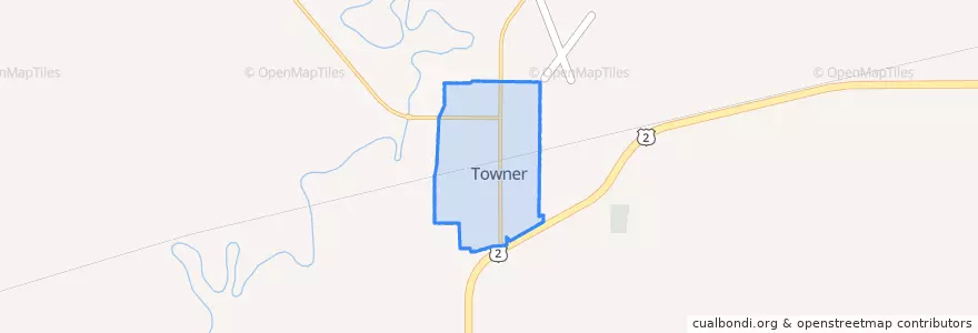 Mapa de ubicacion de Towner.