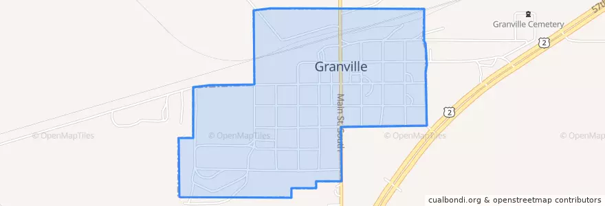 Mapa de ubicacion de Granville.