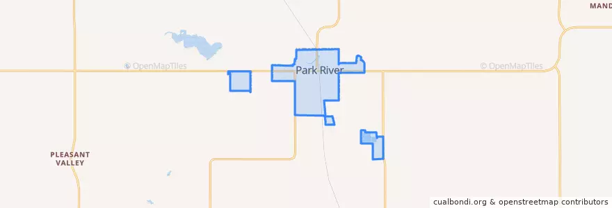 Mapa de ubicacion de Park River.