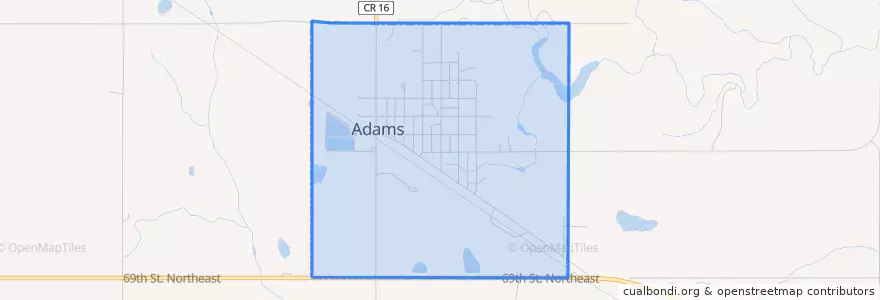 Mapa de ubicacion de Adams.
