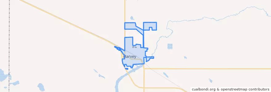 Mapa de ubicacion de Harvey.
