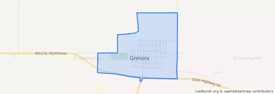 Mapa de ubicacion de Grenora.