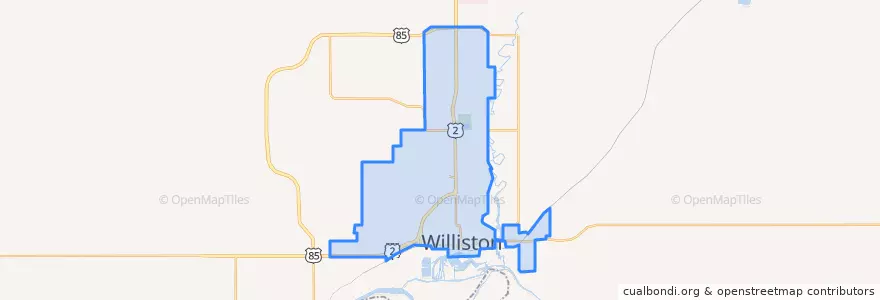 Mapa de ubicacion de Williston.
