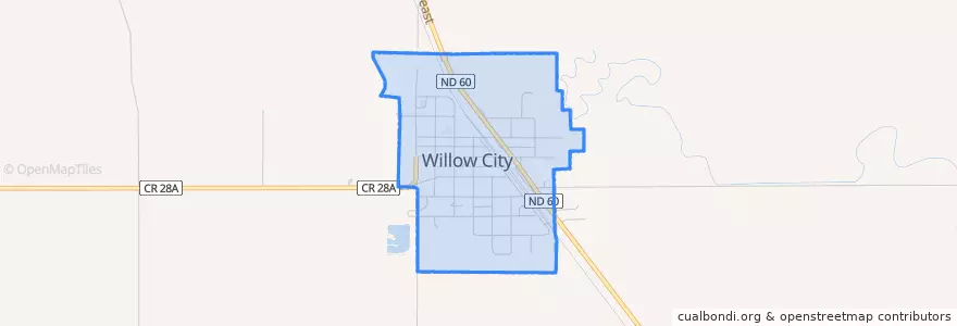 Mapa de ubicacion de Willow City.