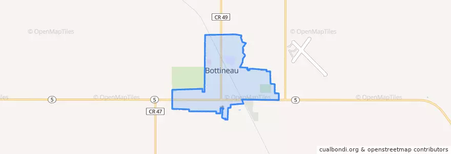 Mapa de ubicacion de Bottineau.