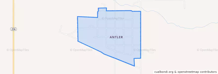 Mapa de ubicacion de Antler.