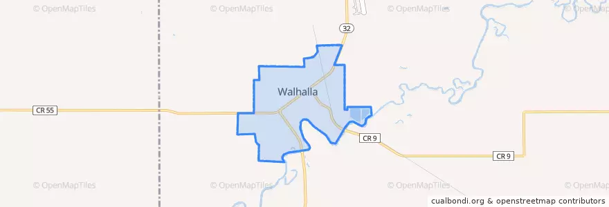 Mapa de ubicacion de Walhalla.
