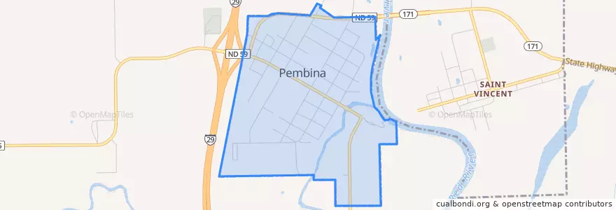 Mapa de ubicacion de Pembina.