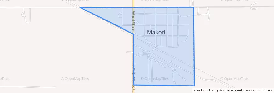 Mapa de ubicacion de Makoti.