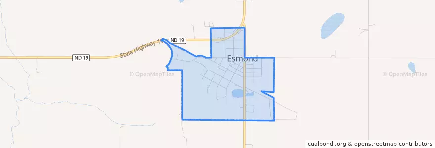 Mapa de ubicacion de Esmond.