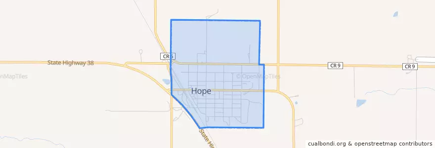 Mapa de ubicacion de Hope.