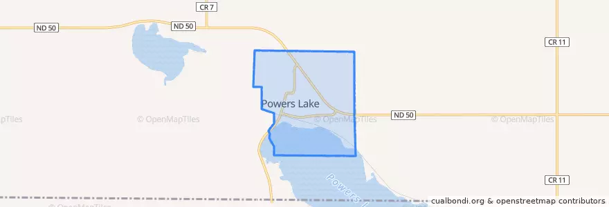 Mapa de ubicacion de Powers Lake.