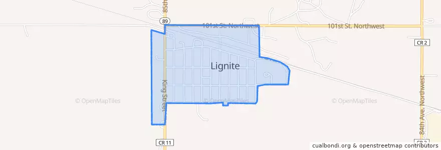 Mapa de ubicacion de Lignite.